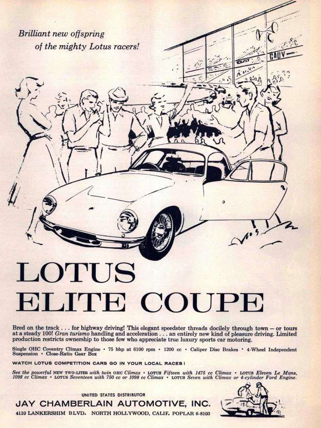 Lotus Elite Coupé. Brilliant new offspring of the mighty Lotus racers!
