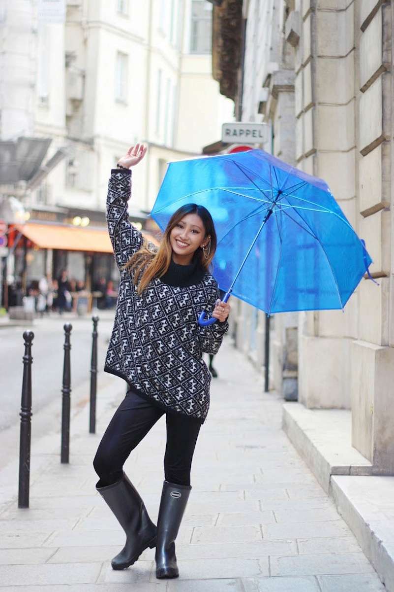 bottes de pluie havaianas parapluie bleu blog mode 