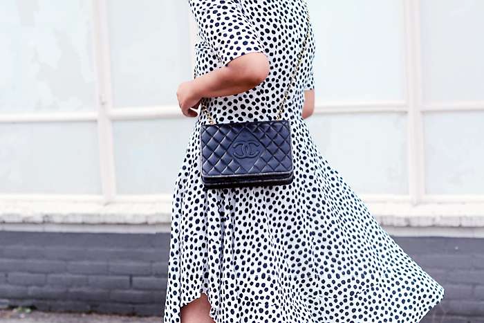 h&m trend dotted summer dress, vintage chanel bag - justlikesushi.com