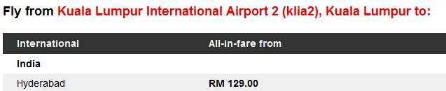 AirAsia Promotion to Hyderabad Fares