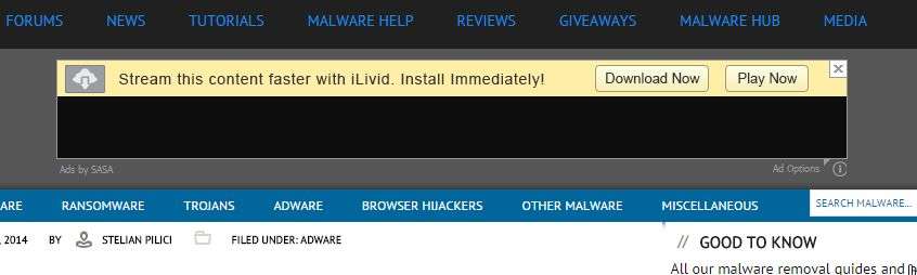 Remover 'transmitir esse conteúdo mais rápido com iLivid'