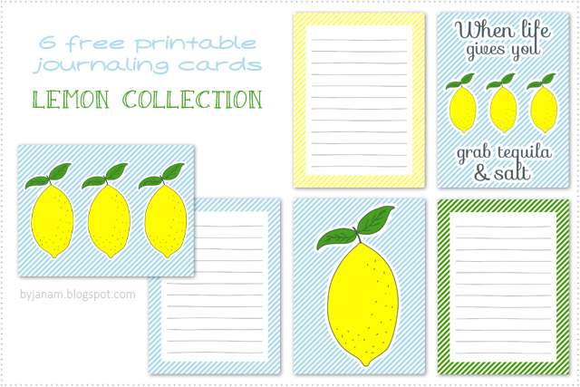 Blogparade Zitrone - Free Printable Journaling Cards