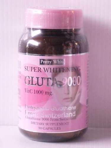 L-Gluthathione Super Whitening Skin Gluta 9000. (Dietary Supplement From Switzerland.)antioxidants Whitening Reduces Scars Acne (PWLGW)