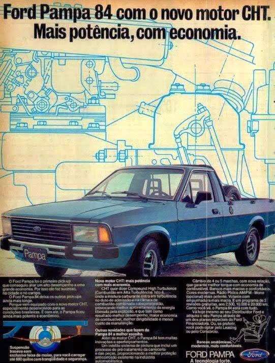 Ford Pampa 1984 com o novo motor CHT. Mais potência, com economia.