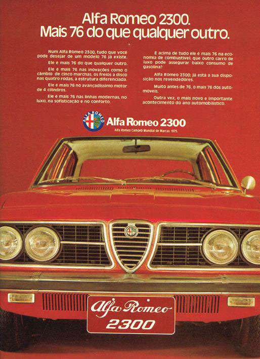 Alfa Romeo 2300. Campeã Mundial de Marcas 1975. Mais 1976 do que qualquer outro.