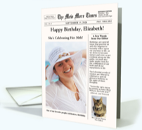 Newspaper Style Birthday Card with Cat-Mew More Times