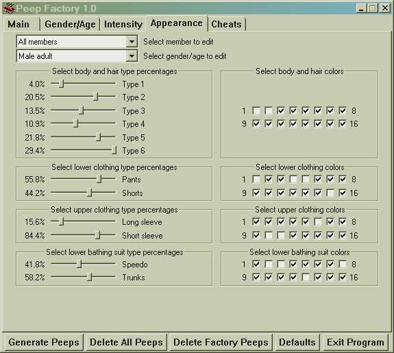 Image 02 Showing Peep Factory Appearance Screen, RCT3 FAQ: Guest Generation, Park Capacity, And Peep Factory, Page 2