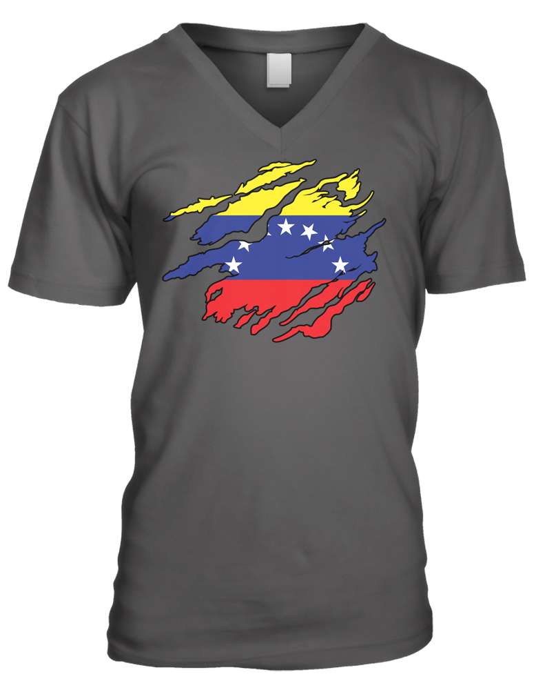 Venezuelan Flag Colors Venezuela Ripped Torn Heritage VEN Men's V-Neck T-Shirt 