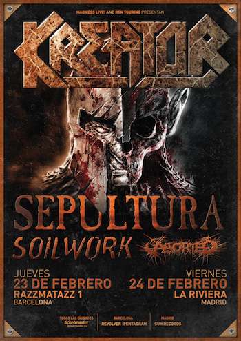 Kreator + Sepultura + Soilwork + Aborted - cartel gira