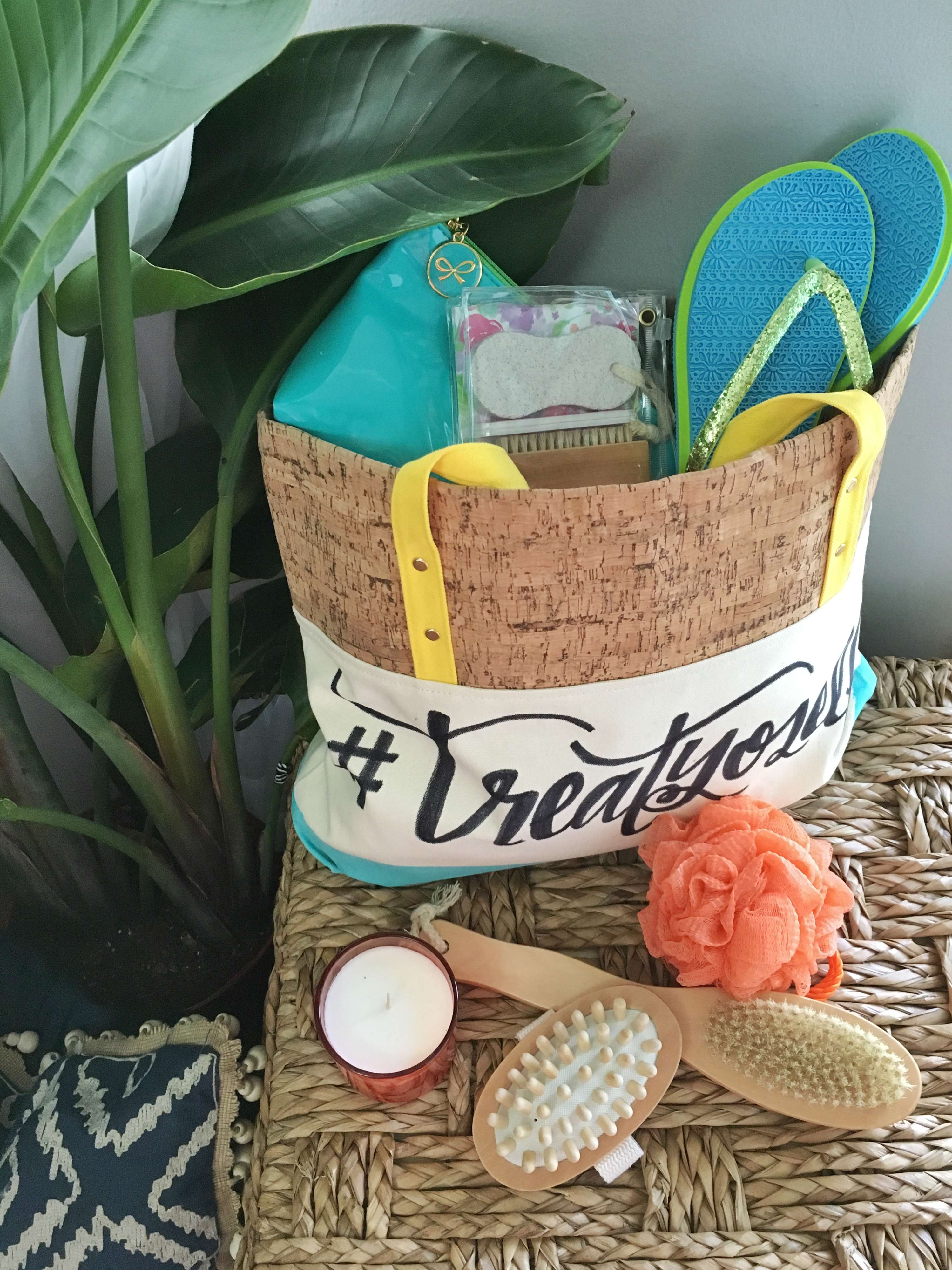 Treat Yoself Tote Bag Gift Basket DIY