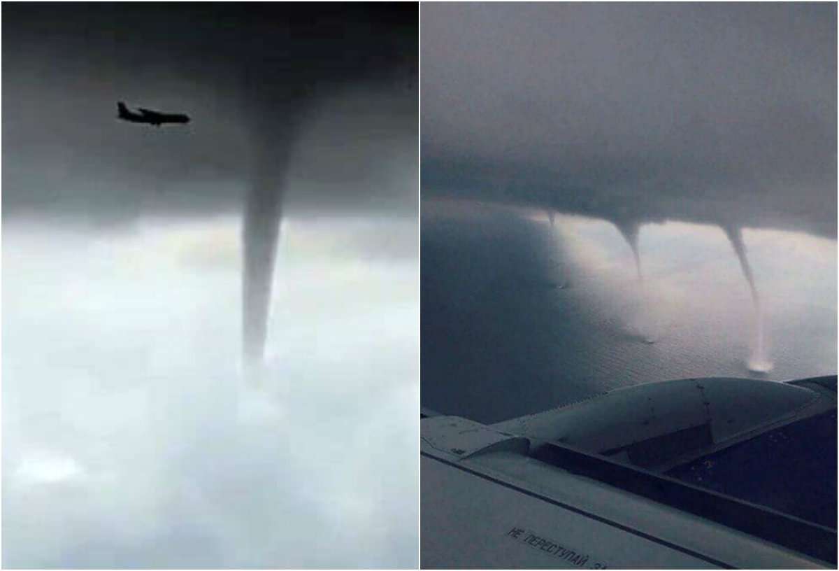 avión sobre tornados