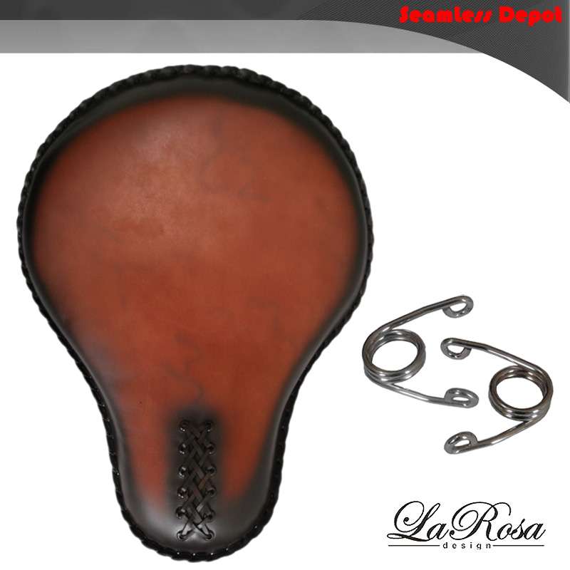 La Rosa HD Springer Custom Solo Seat & Springs 15" Black Leather Spider Web
