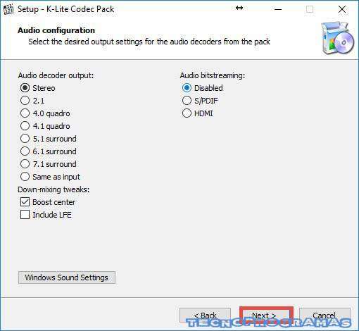 K-lite Codec Pack configuración del audio y streaming