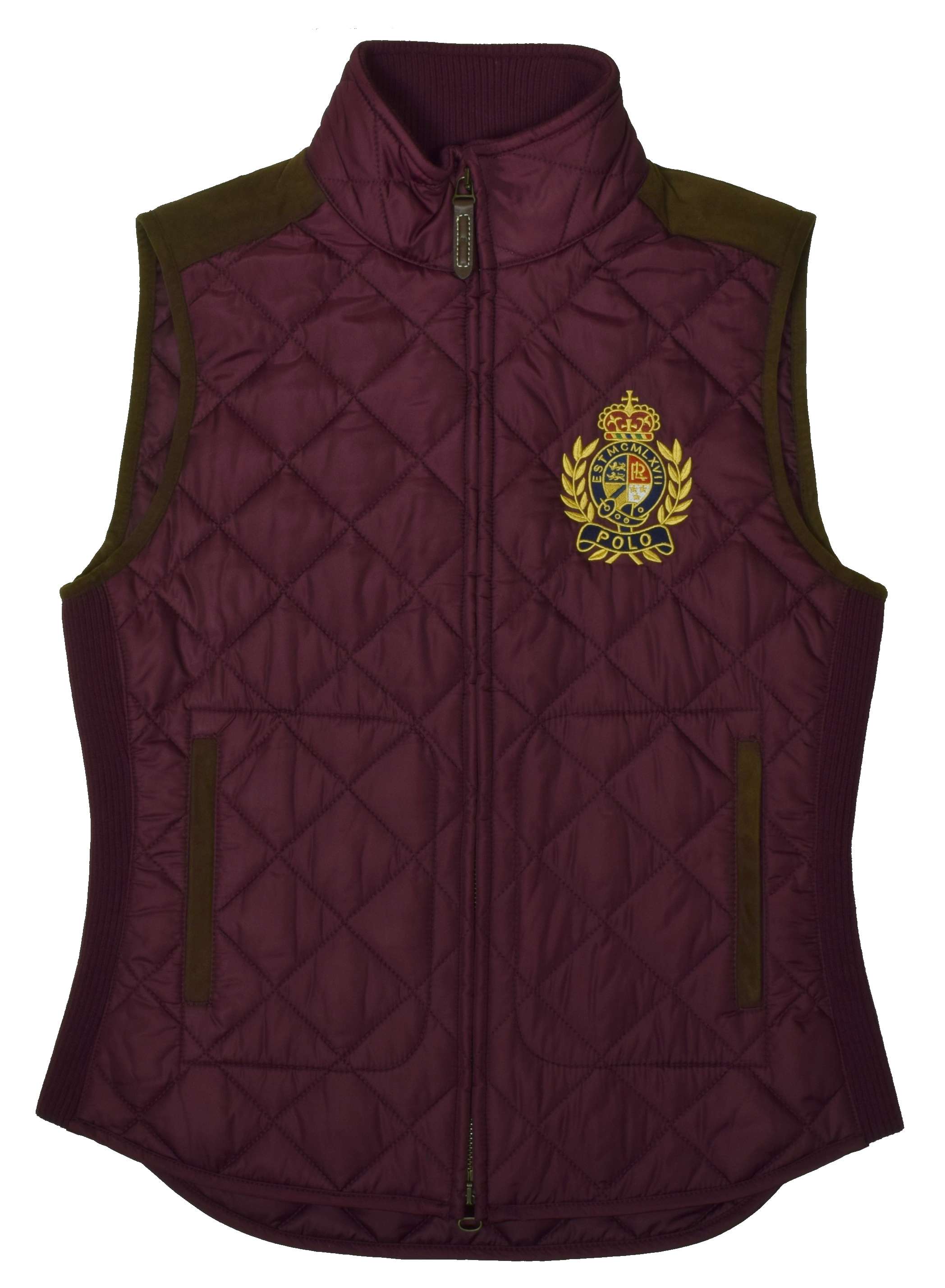 Polo Ralph Lauren Women's Leather Trimmed Quilted Crest Logo Vest for ...