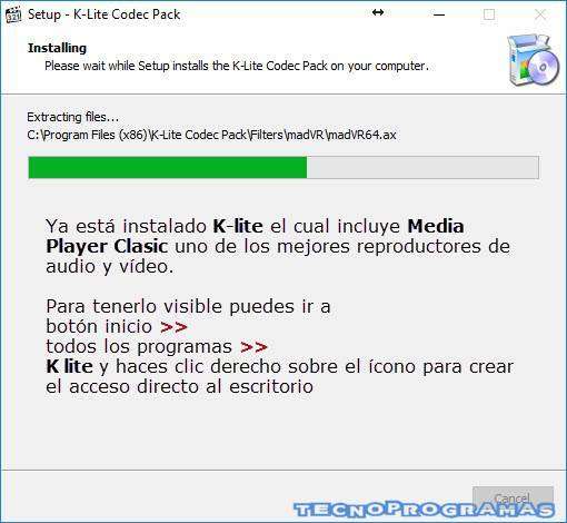 K-lite Codec Pack Instalación - Media Player Clasicc