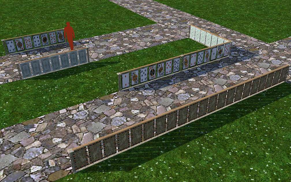 My Adventures In SketchUp: Playing Card Railings - Screenshot Displaying Set Pieces With Path, B, Image 02