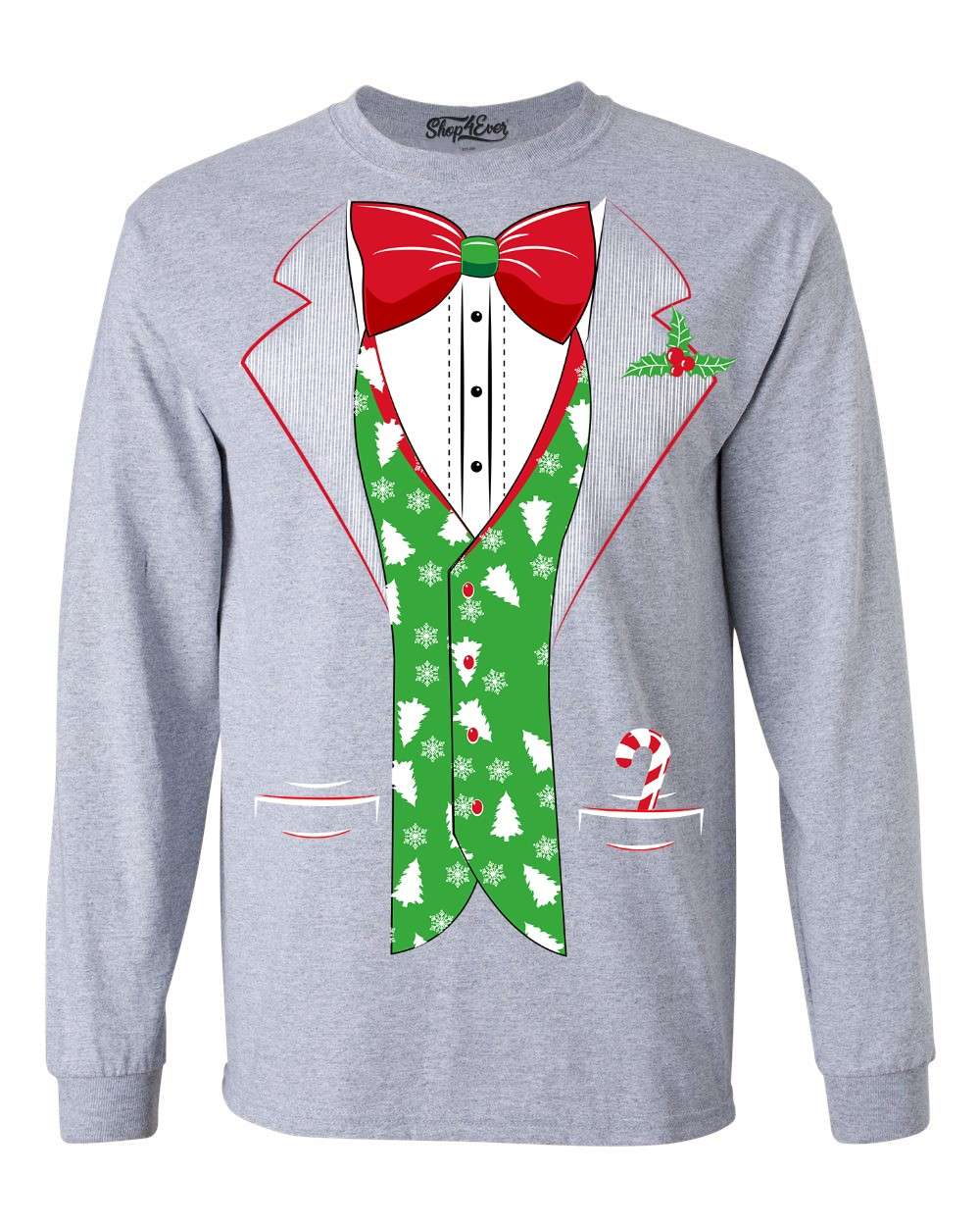 Tuxedo Ugly Christmas Costume Crewnecks Xmas Tree Vest Holiday Sweatshirts 