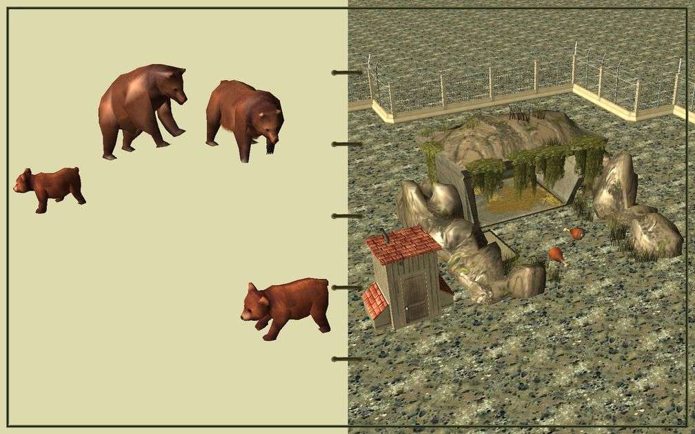 Image 07, RCT3 FAQ, Volitionist's RCT3 Animal Care Guide, Page 2: Grizzly Bears And Carnivore House With Electric Fence