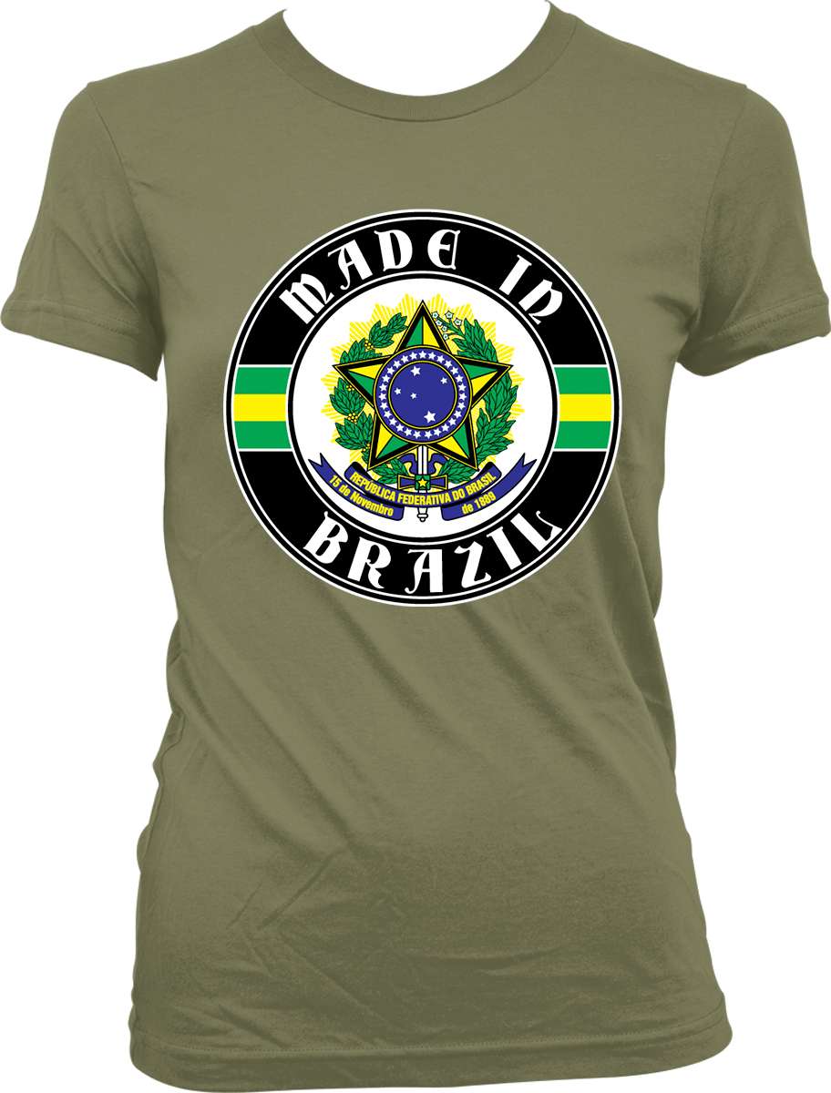 Brazil Brasil Flag Crest Brazilian National Country Pride Juniors V-neck T-shirt 