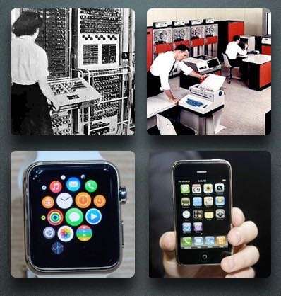 Pic of Colossus, Apple watch, IBM mainframe and iPhone