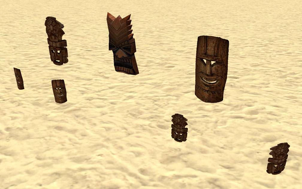 Showcase! Winter 2017 - Mr. Sion's Tiki Bar - Image 12: Three Tiki Masks in Different Configurations and Sizes