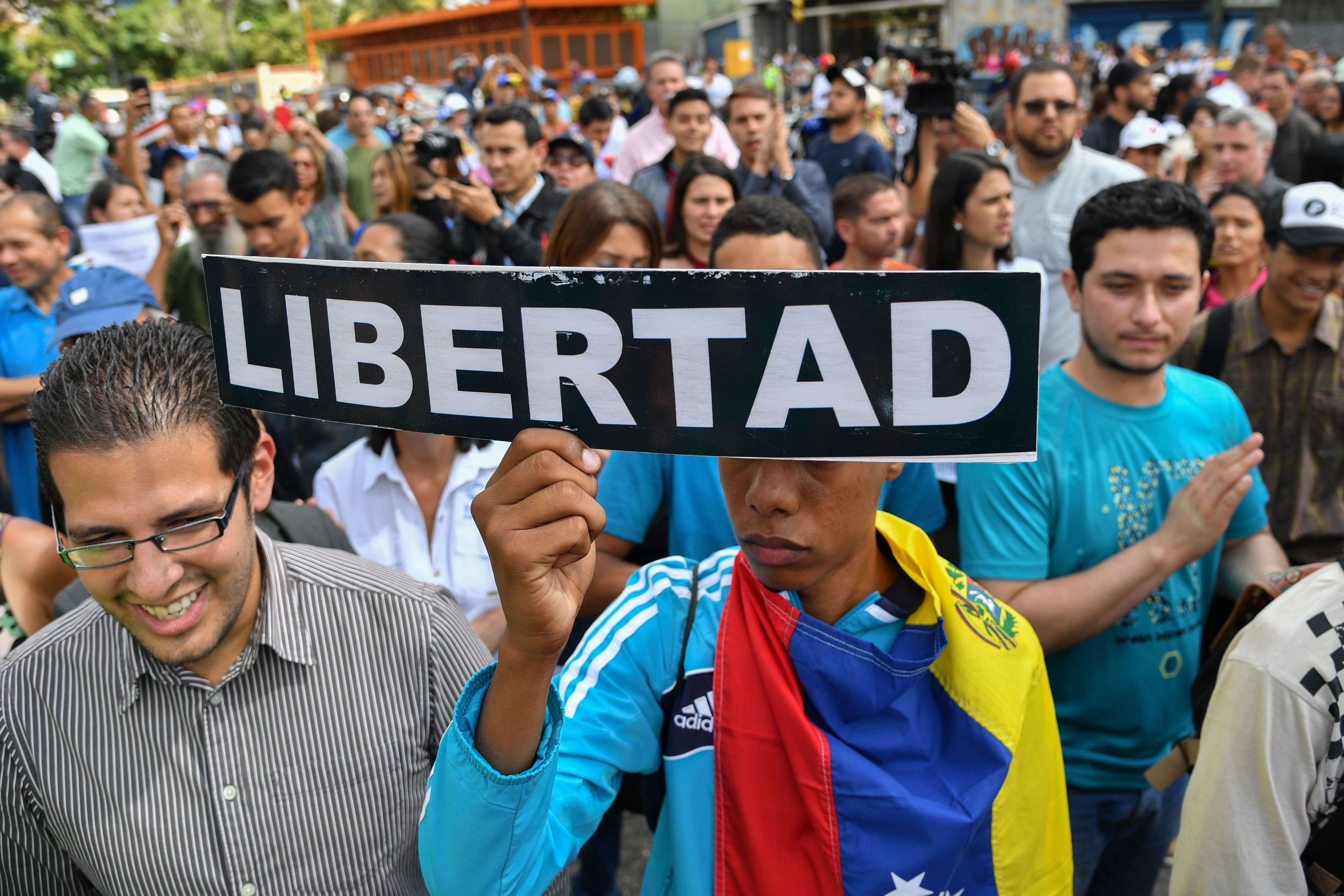 Manifestantes venezolanos
