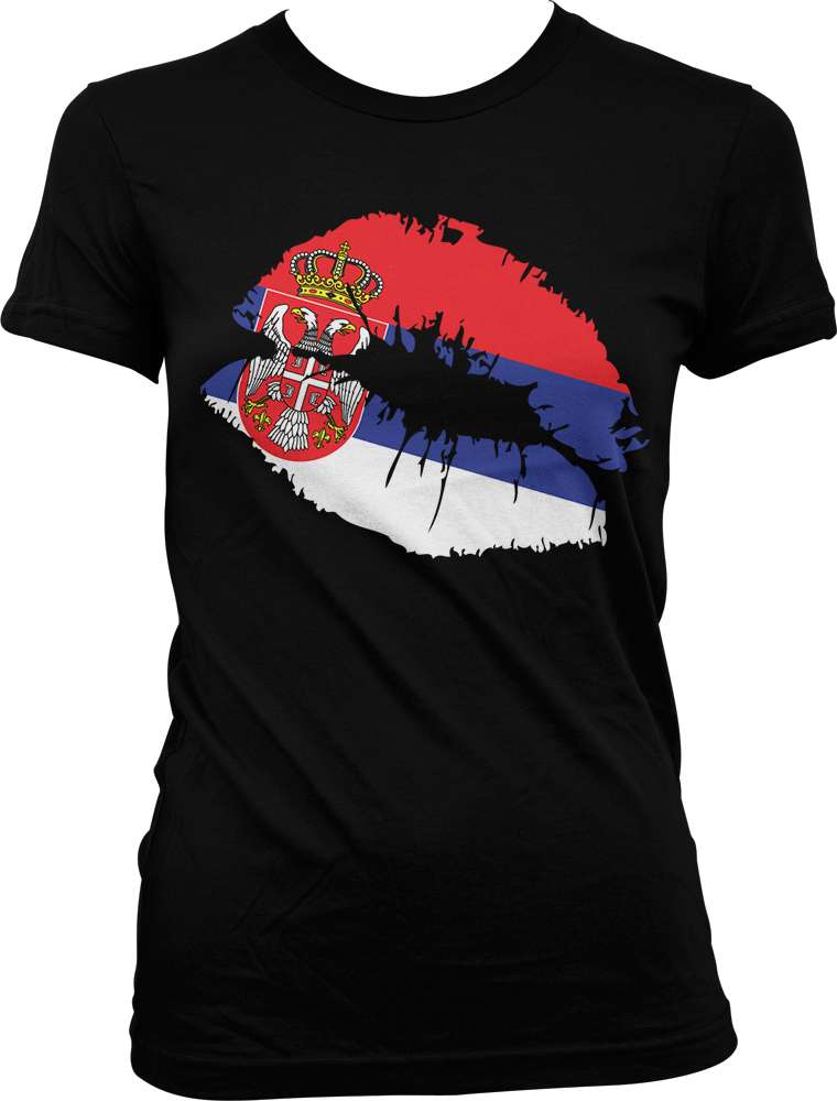 Nationality Serbian Pride Juniors V-neck T-shirt Details about   Serbia Country Flag Lips 