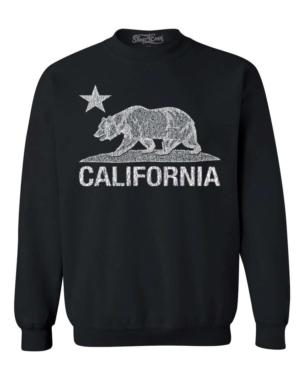 California Vintage White Bear Crewnecks Cali Pride CA Souvenir Sweatshirts