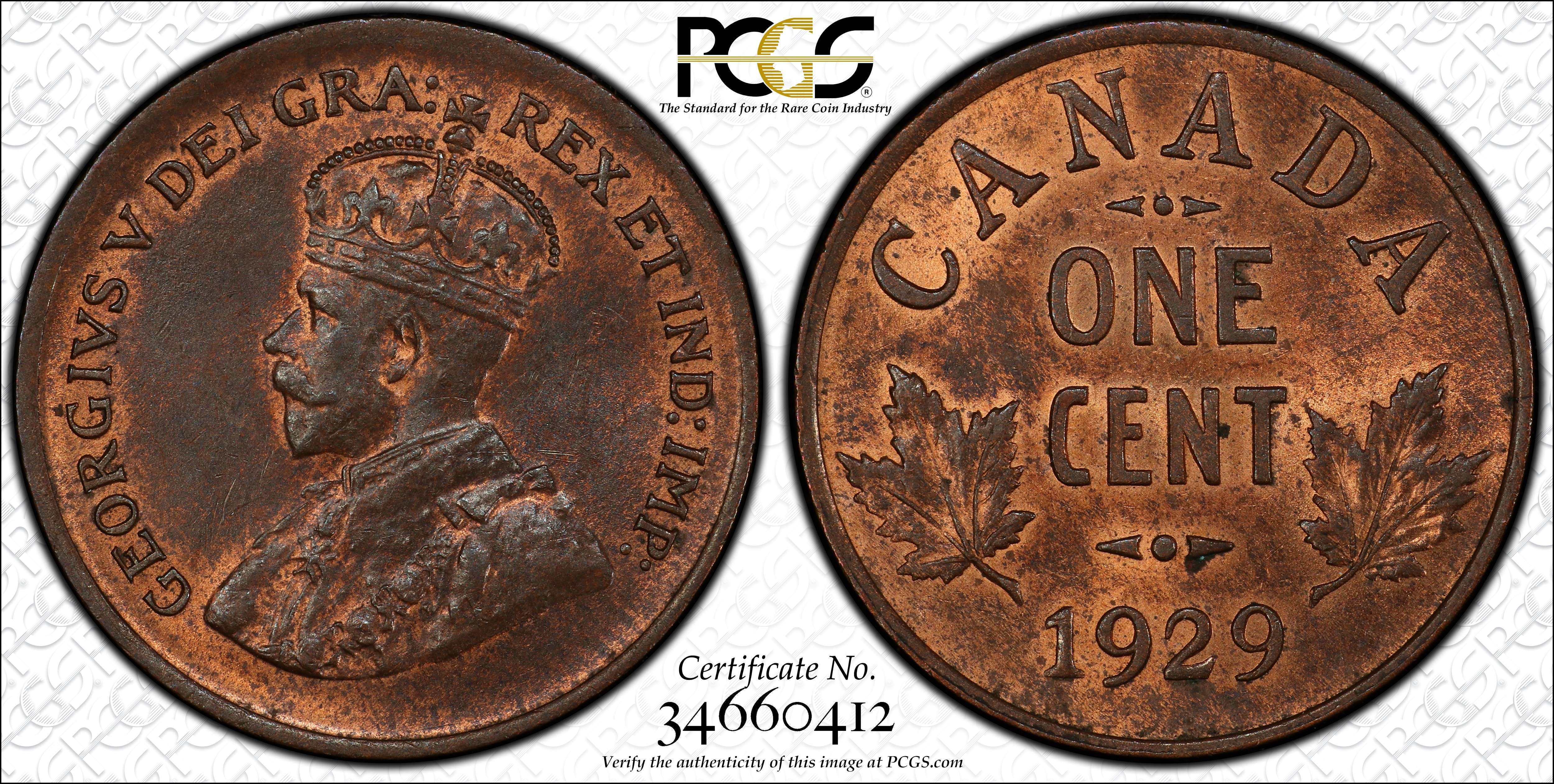 Canada 1929 Rare High 9 Variety High Grade Beautiful Small Cent Penny.
