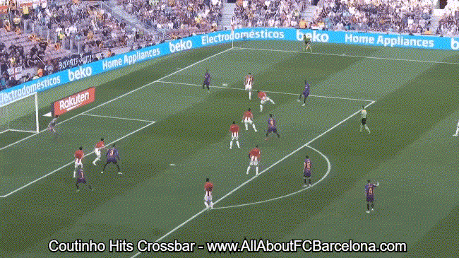 Coutinho Hits Crossbar - FC Barcelona vs Athletic Bilabo GIFs