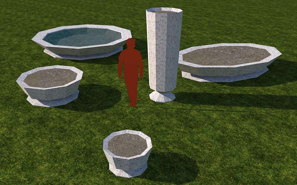 My Adventures In SketchUp: Planters 'n' Fountains Set - Screenshot Displaying Set Pieces, A, Image 01