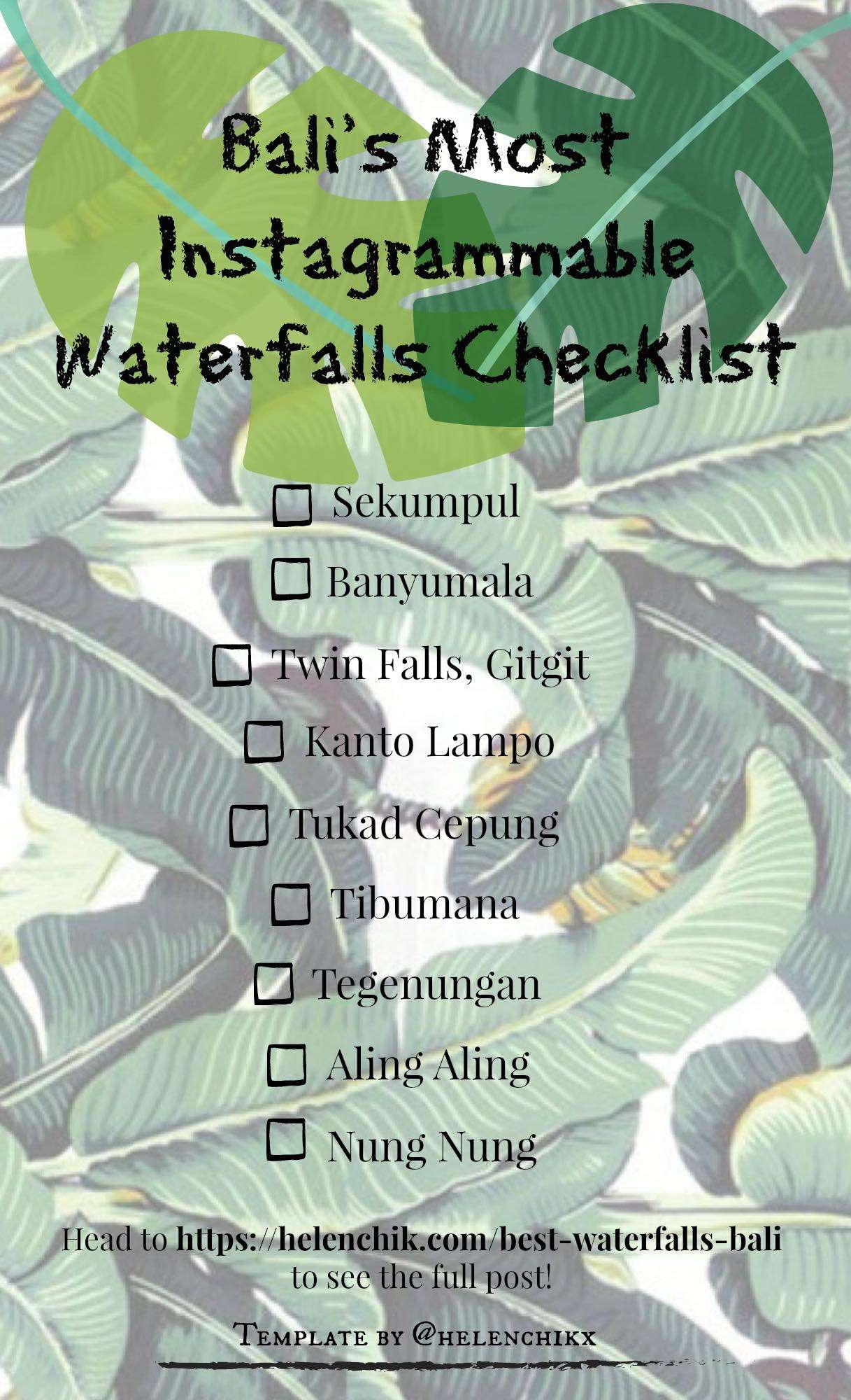 Bali's Most Instagrammable Waterfalls Checklist
