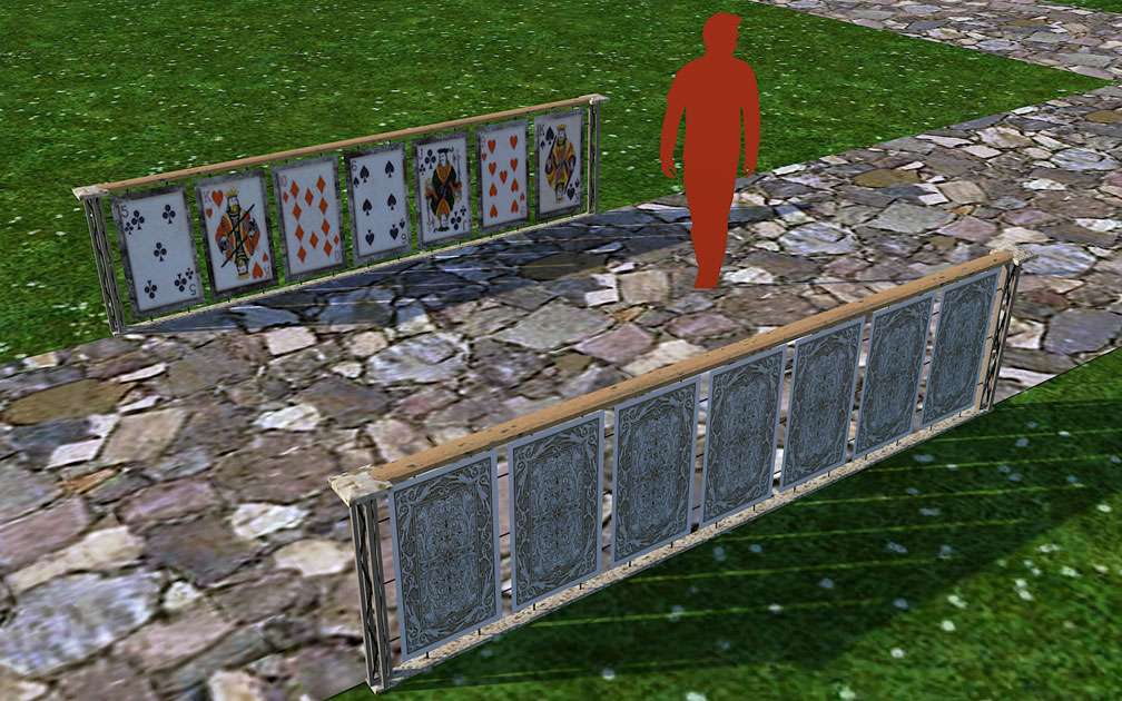 My Adventures In SketchUp: Playing Card Railings - Screenshot Displaying Set Pieces With Path, A, Image 01