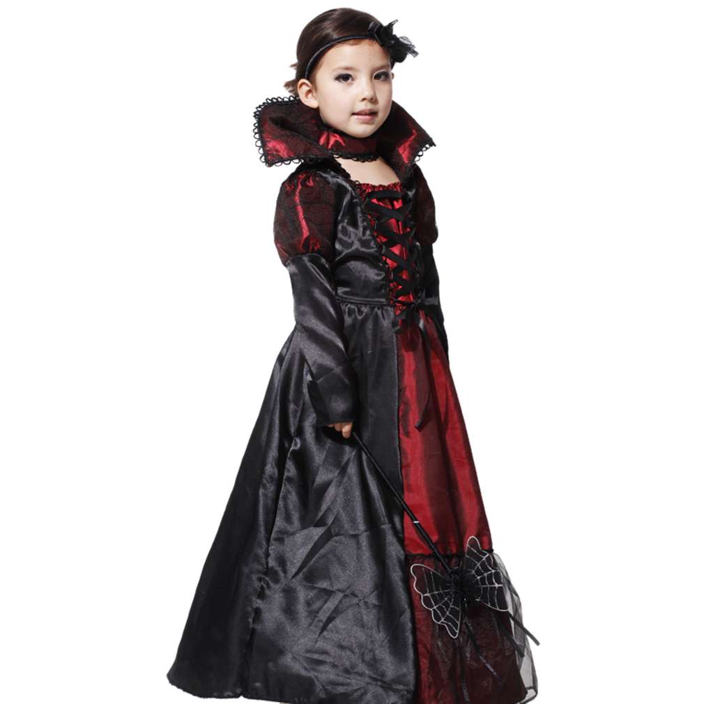 NEW Vampiress Girls Halloween Little Vampire Kids Fancy Dress Costume M ...
