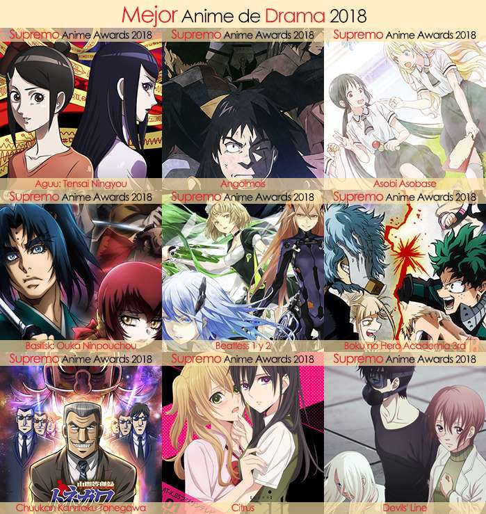 Eliminatorias Nominados a Mejor Anime de Drama 2018