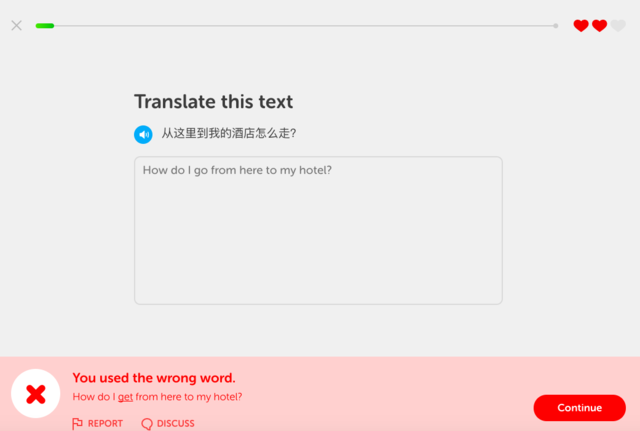 Translation exercises on Duolingo