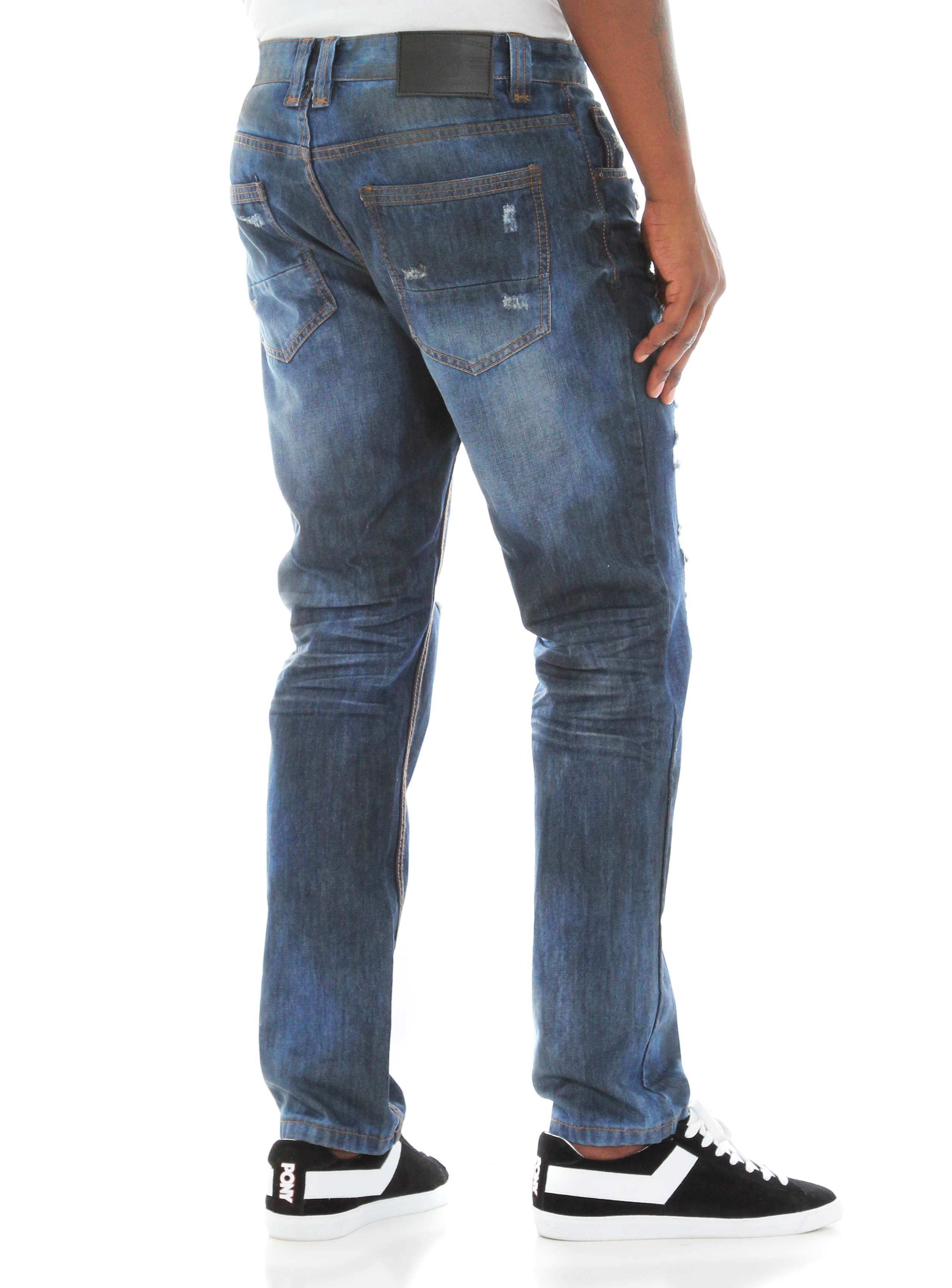 Smoke Rise Men's Heavy Rip & Repair Straight Fit Denim Jeans | eBay