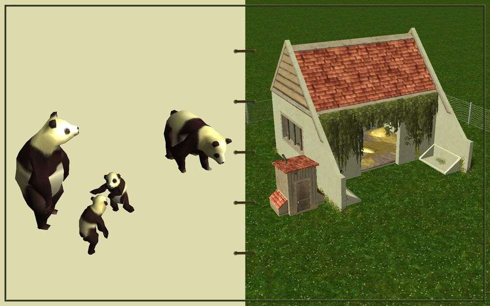 Image 16, RCT3 FAQ, Volitionist's RCT3 Animal Care Guide, Page 3: Pandas And Large Herbivore House With Chain Fence