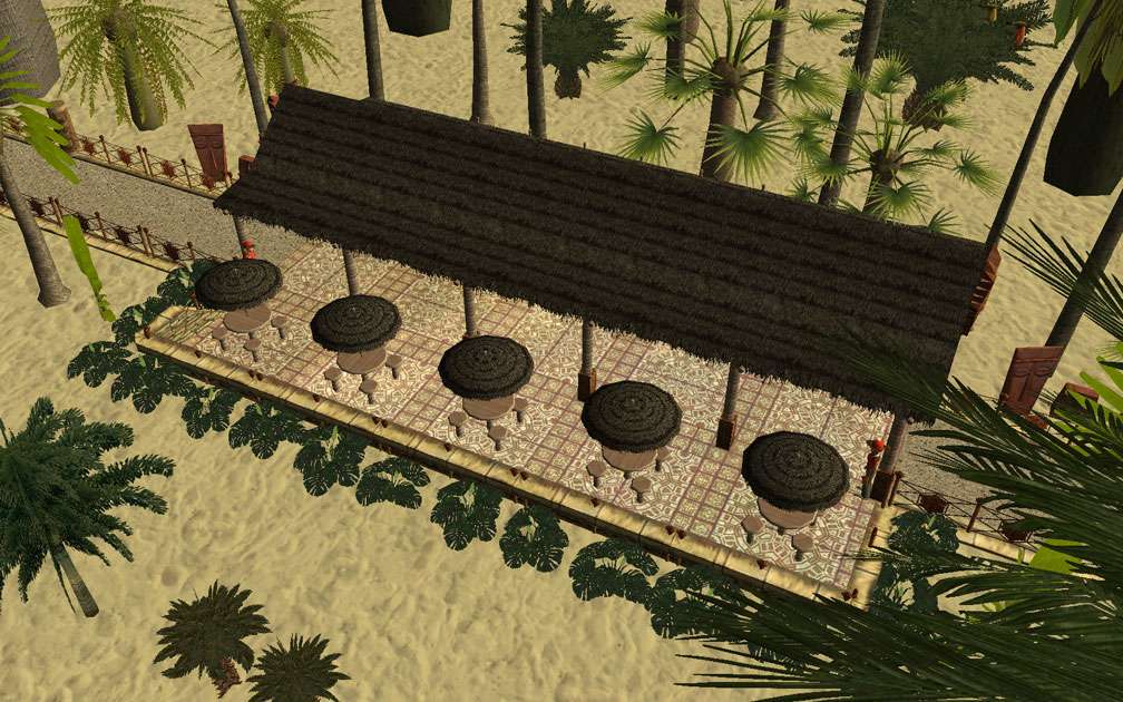Showcase! Winter 2017 - Mr. Sion's Tiki Bar - Image 16: Assembled Tiki Bar, Aerial View Showing Arrangement of Tables
