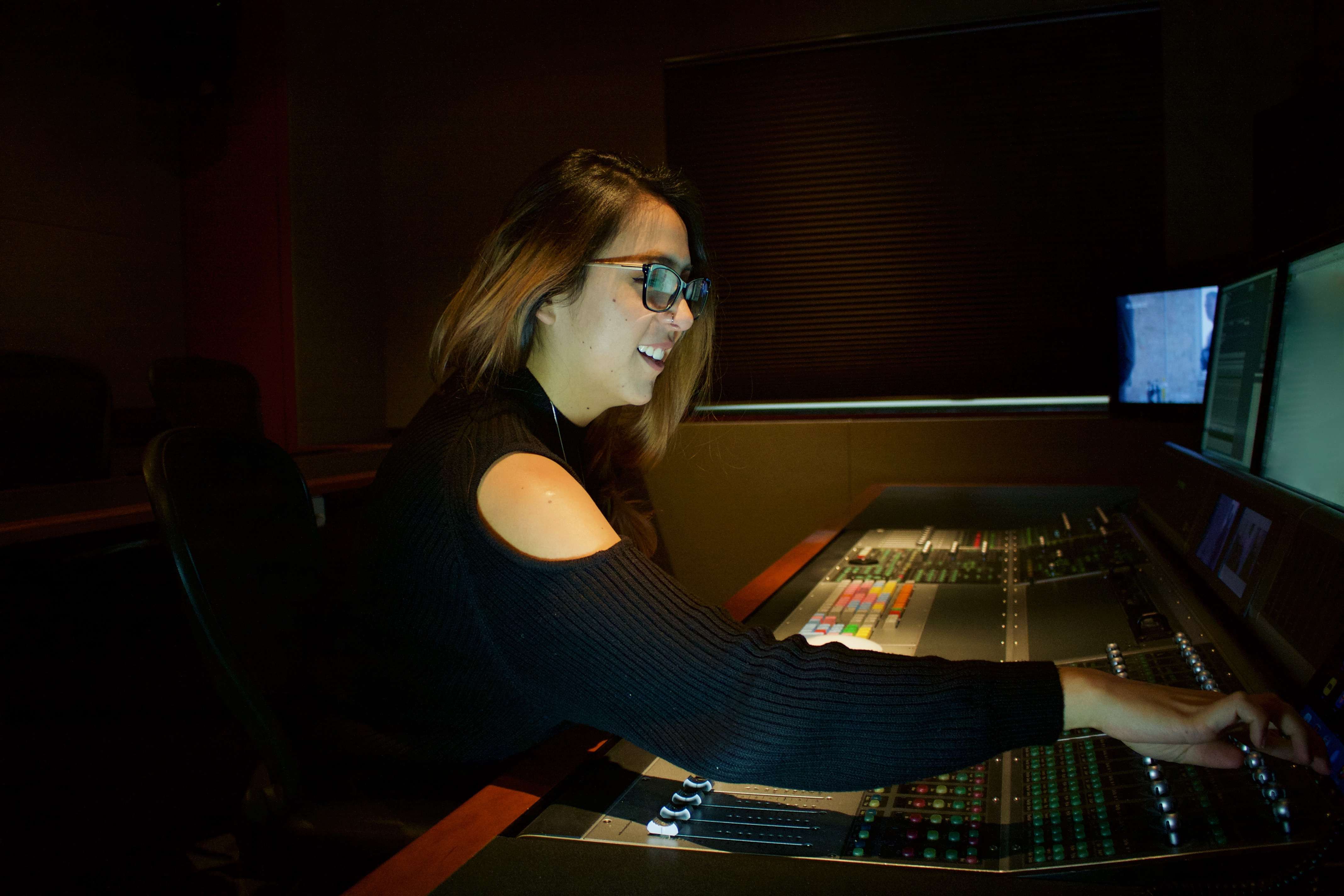 BAM's audio engineer Alejandra Leon working magic in Studio B!
