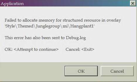 RCT3 Failed To Allocate Memory Error Message - Image 01