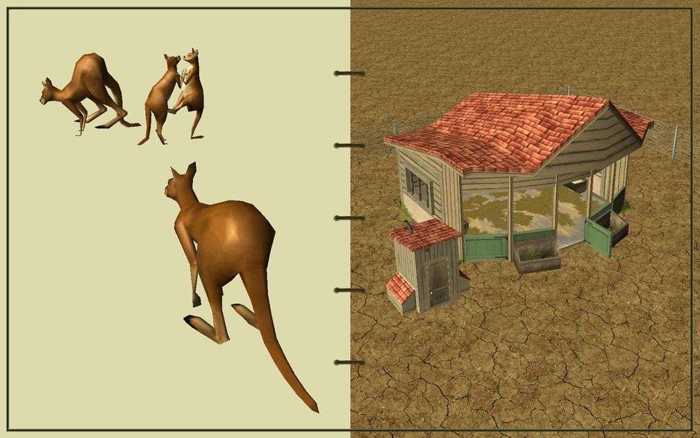 Image 10, RCT3 FAQ, Volitionist's RCT3 Animal Care Guide, Page 2: Kangaroos And Small Herbivore House With Chain Fence